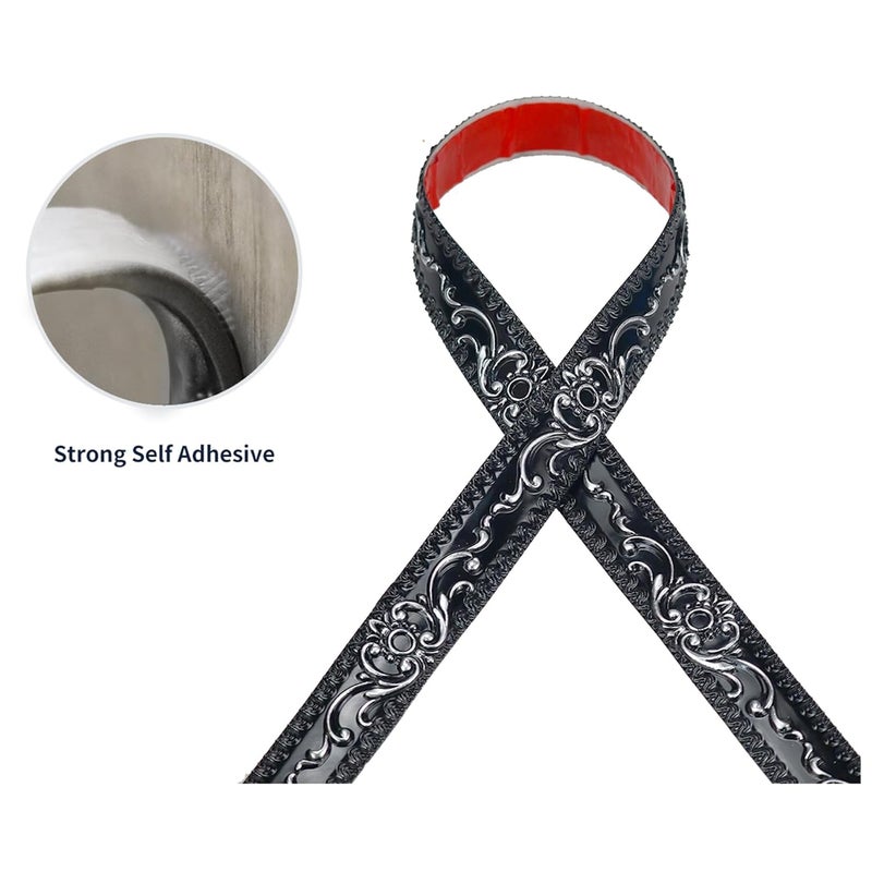 Leenevs Flexible Molding Trim Wall Trim, 16.4 Feet Self Adhesive Peel and Stick Molding Ceiling Molding, Cabinet Border, Mirror Frame Trim Wall Trim for Home Decor Wall Molding (Black and Silver) - Image 4
